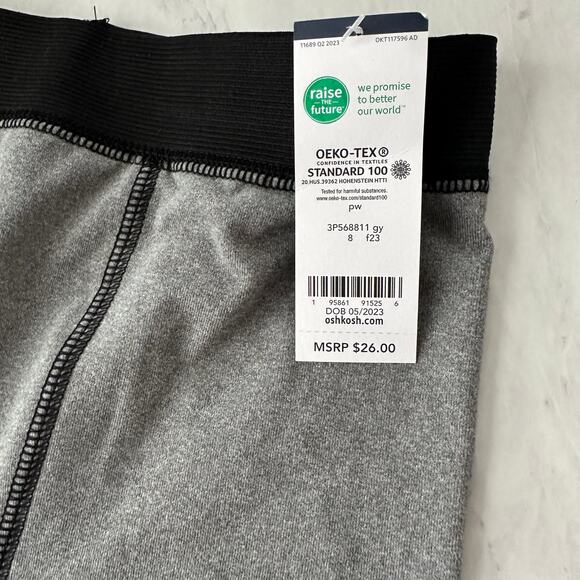 NWT Oshkosh B’gosh boys activewear pants snugfit base layer grey kids sz 8 - Picture 2 of 9